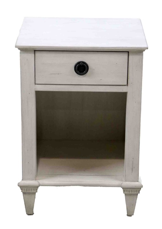 White Painted One Drawer Nightstand