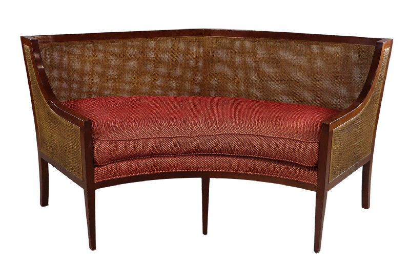 Custom made Curved wood/wicker settee