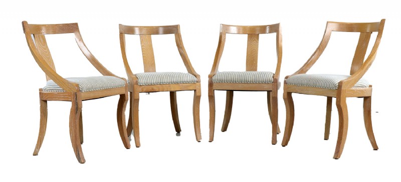 Set of Four Wooden Framed Upholstered Seat Chairs