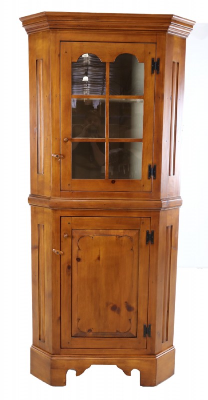 Primitive Style Solid Pine Corner Cabinet