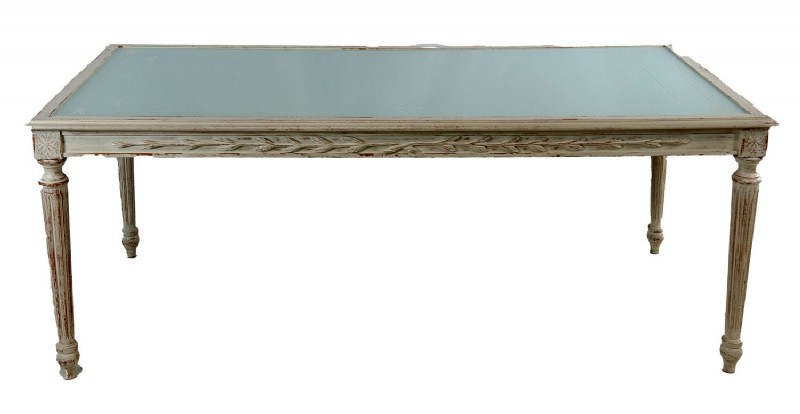 Shabby Chic Pale Green Glass Top Dining Table