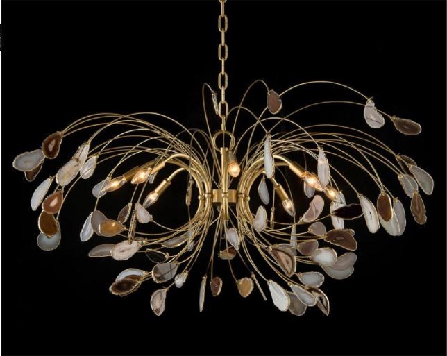 Agate and Brass 8 light Chandelier