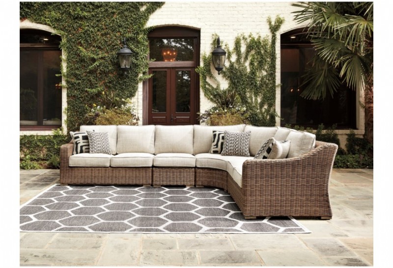 Outdoor All Weather 4 Piece Wicker Resin Sectional