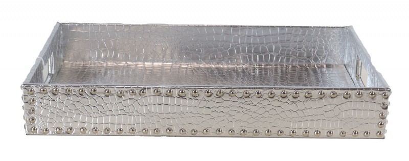 Silver Crocodile Shagreen Serving Tray