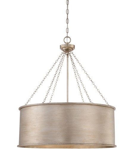 Silver Patina Finished Metal Round Chandelier