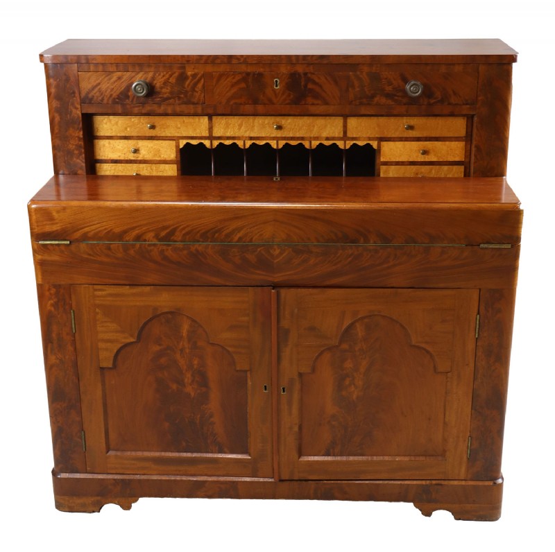 Antique Inlaid Chestnut Secretary