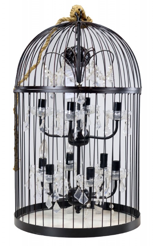 Nine Light Wire Bird Cage Chandelier