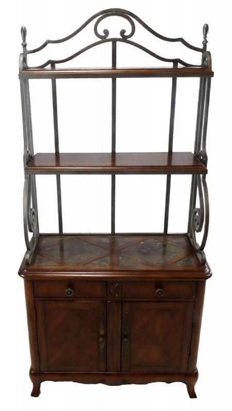 Metal, Wood & Stone Baker's Rack