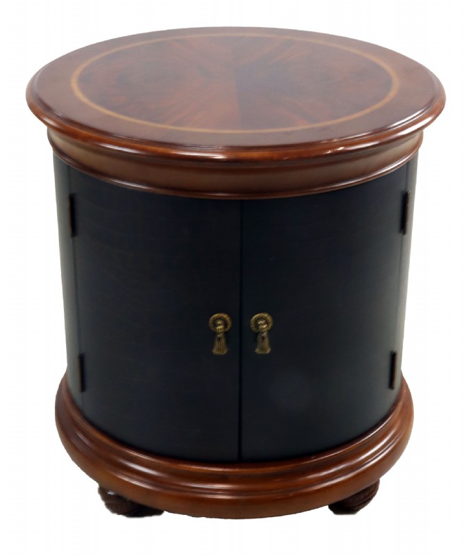 Round Inlaid Faux Crocodile End Table