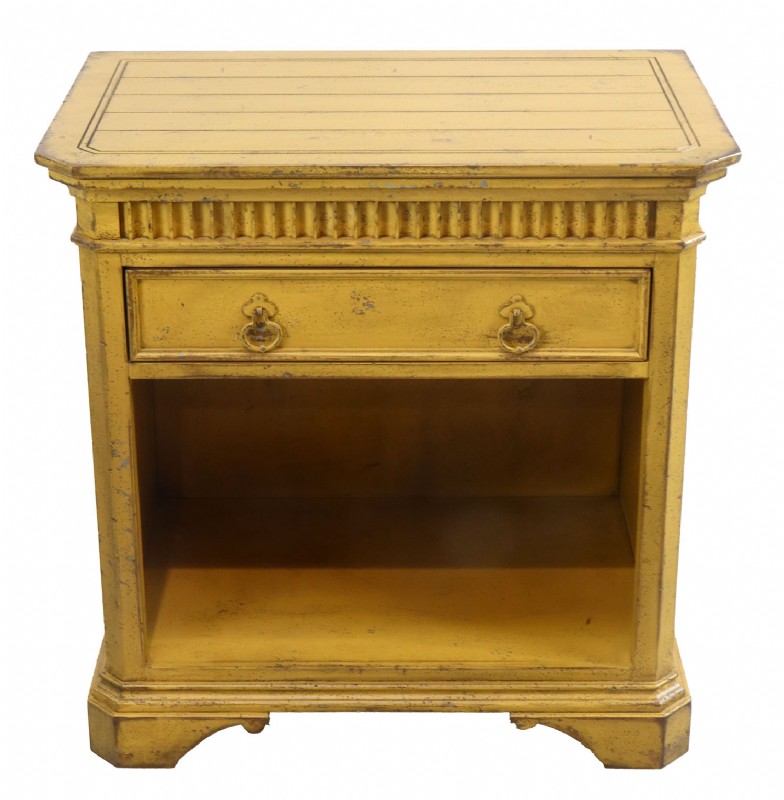 Yellow Distressed Painted End Table