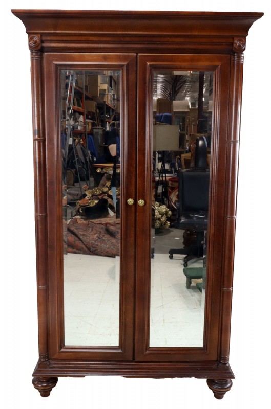 Mirrored Two Door Wooden Armoire