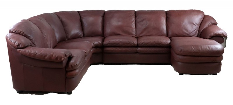 Italian Leather Four Piece Sectional with Chaise