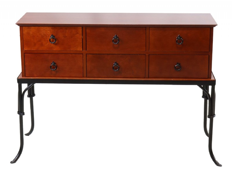 Six Drawer Wooden Console Table