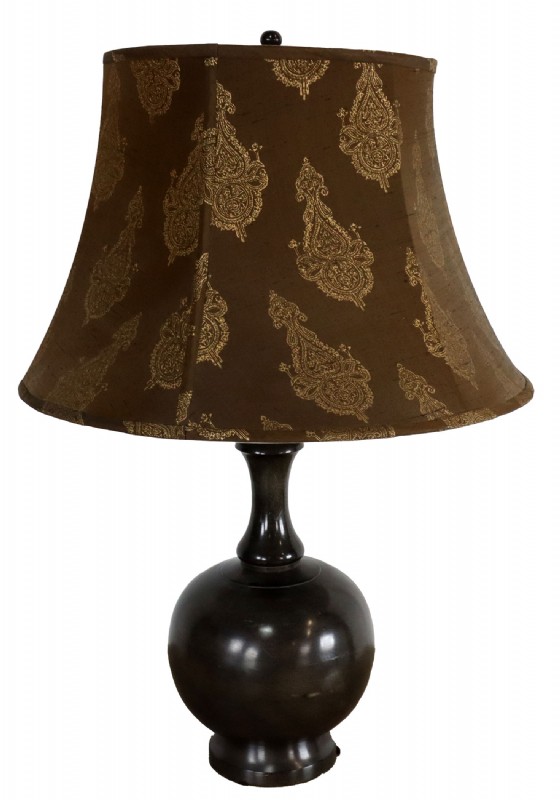 Brown Ceramic Gourd Lamp with Brown Shade