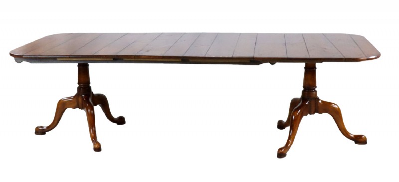 Distressed Plank Top Double Pedestal Dining Set