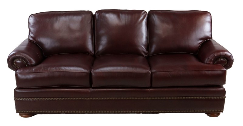 Burgundy Three Seat Leather Sofa
