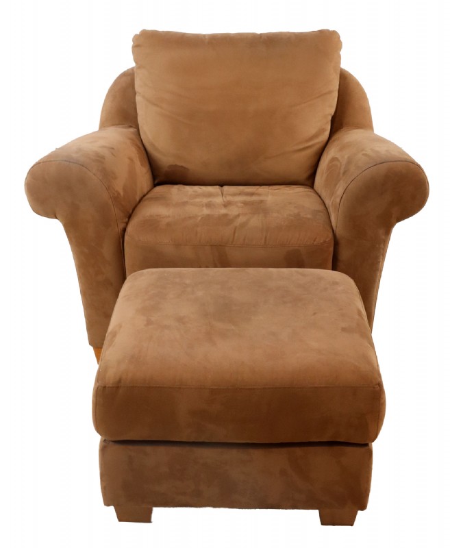 Light Brown Microsuede Chair & Ottoman