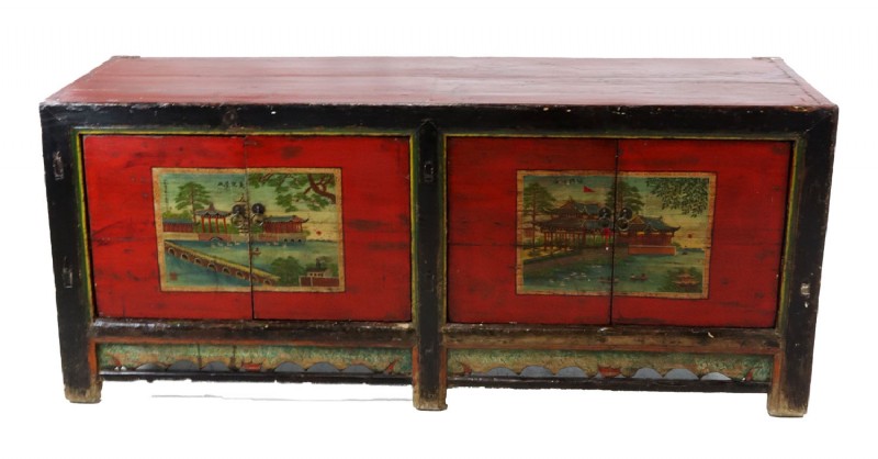Vintage Mongolian Chest Landscape
