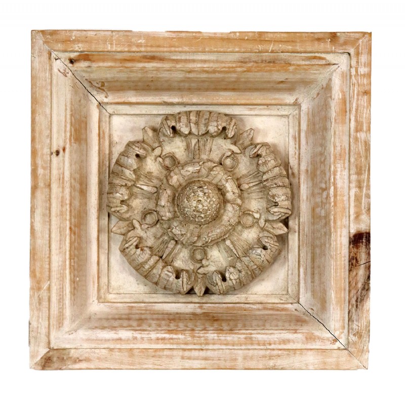 Framed Bleached Wooden Medallion