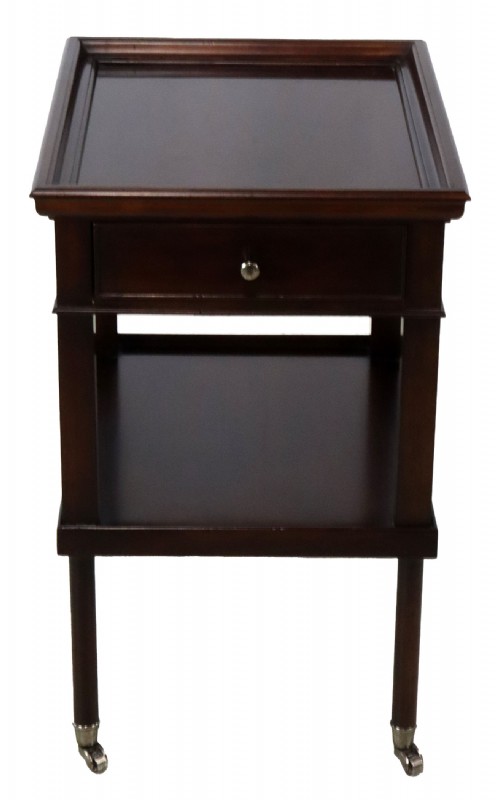 Wooden End Table on Casters