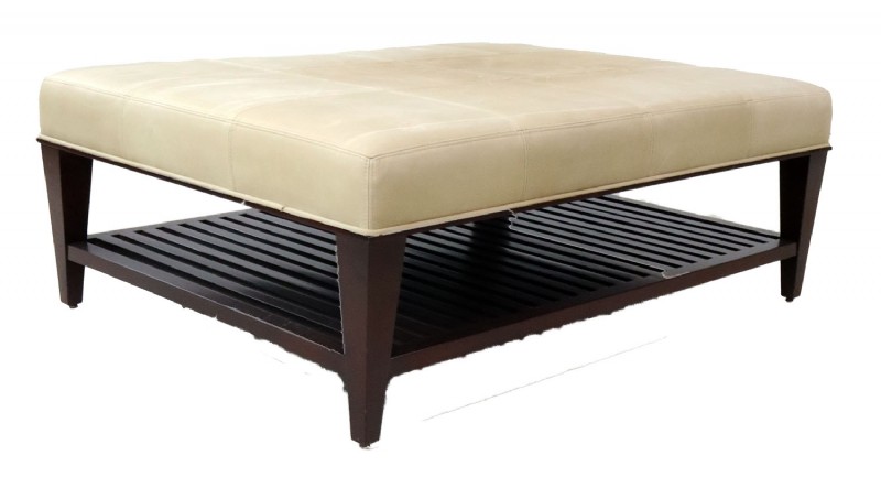 Baker Cream Colored Seude Ottoman