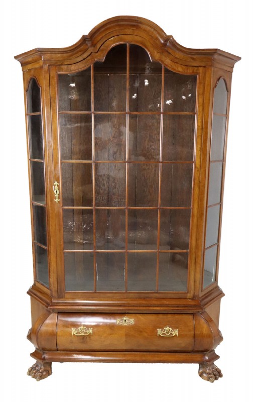 19th Century Dutch Colonial Walnut Display Cabinet