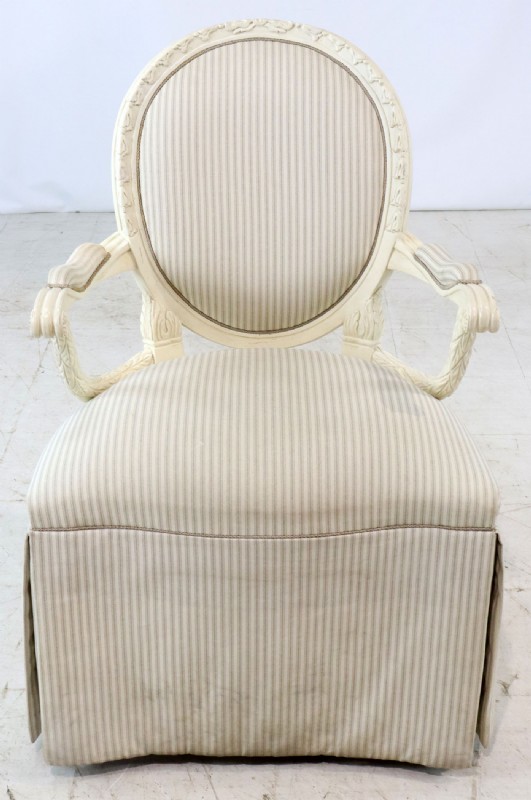 Pair of Skirted Upholstered Armchairs- AS IS