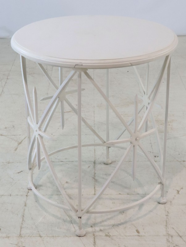 White Wooden Top Table with Metal Frame