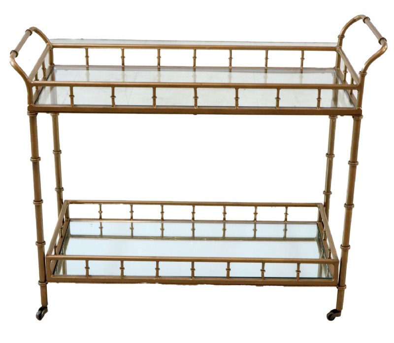 Distressed Gold Framed Bar Cart