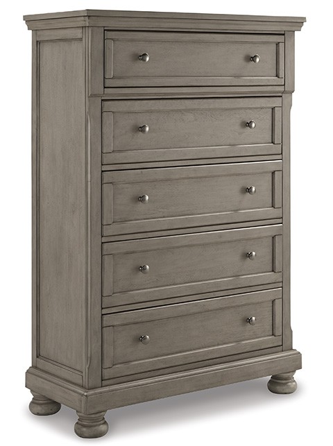 5 drawer dresser in lgiht grey