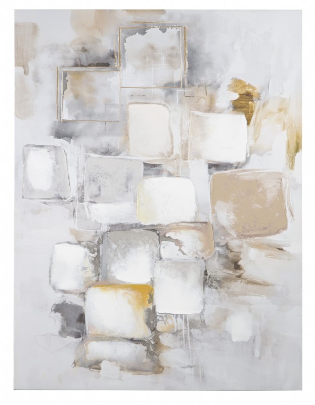 Gray White & Gold Abstract Wall Art