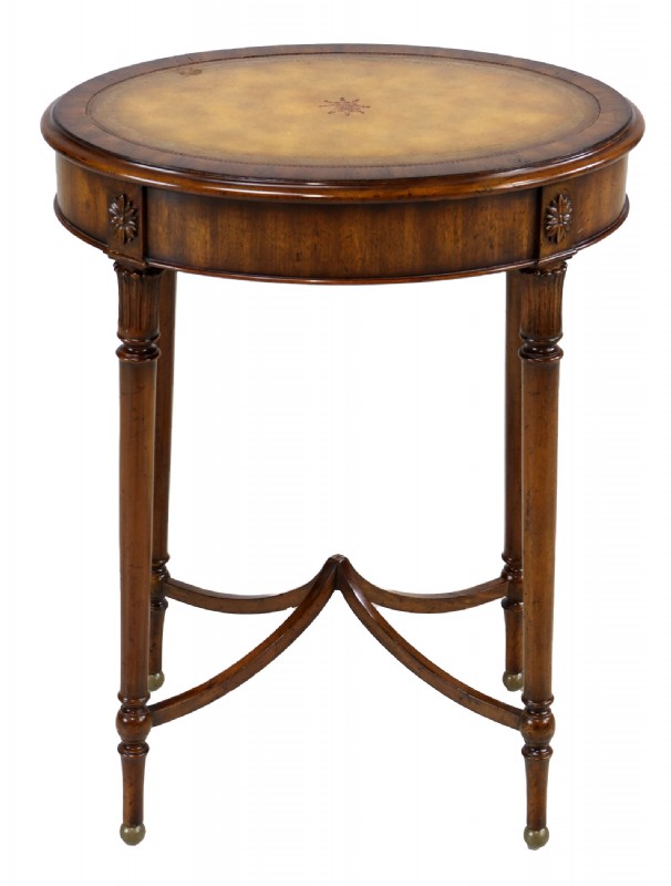 Embossed Leather Top Oval Table