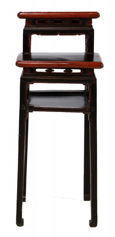 Asian Style Black & Red Painted Pedestal Stand