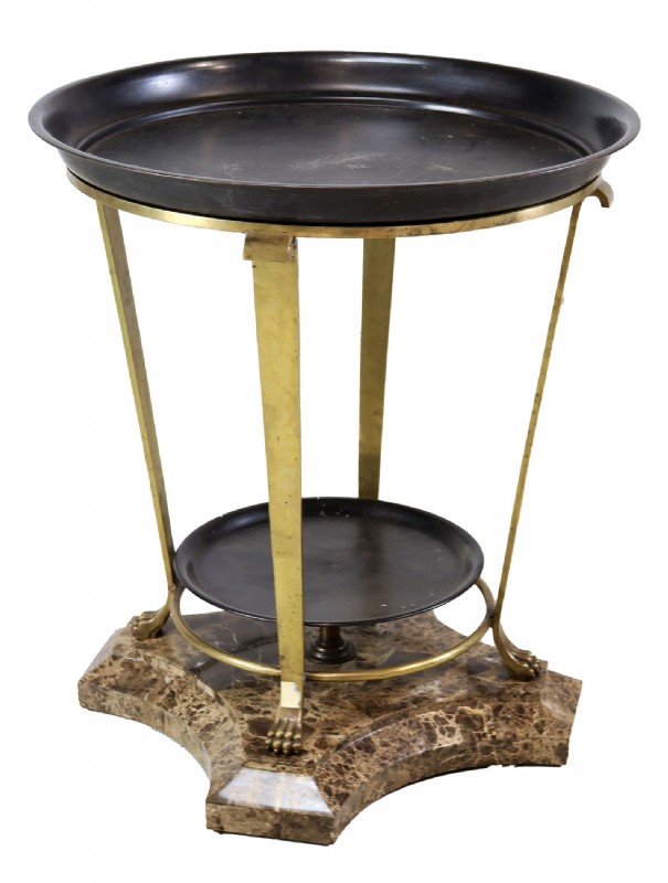 Marble Base Round Metal Tray End Table