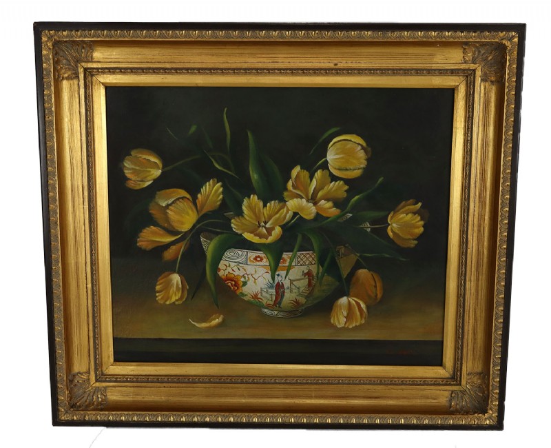 Yellow Tulip Still Life Oil