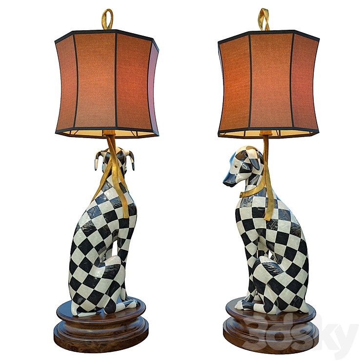 Harlequin Whippet Table Lamp