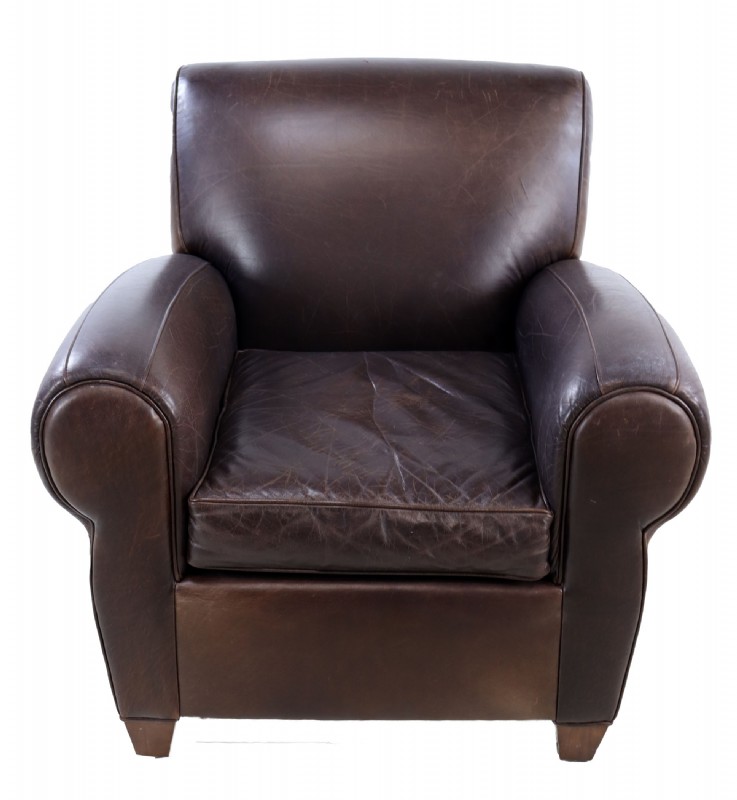Pair of Brown Leather Club Chairs