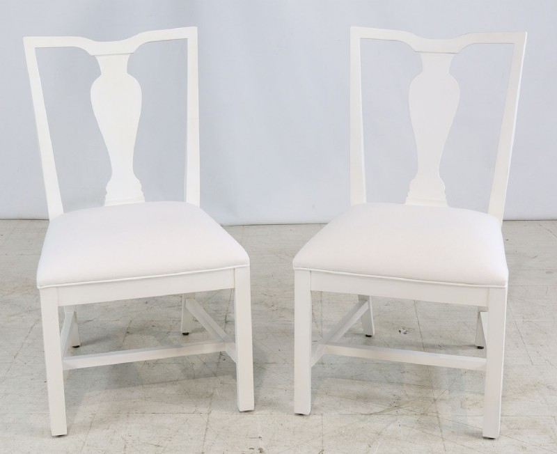 Set of Two White Dining Chairs