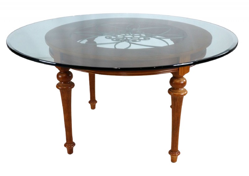 Glass Top Wooden Dining Table
