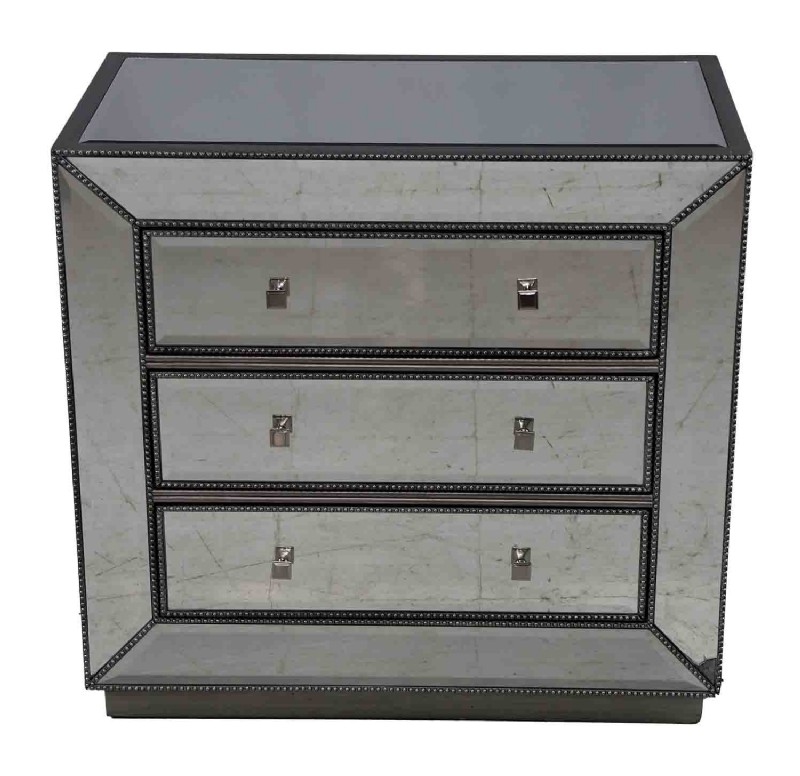 Three Drawer Mirrored Chest