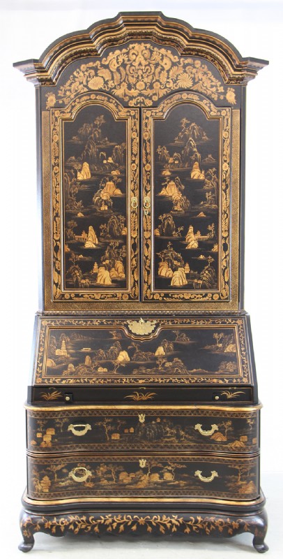 Black and Gilt Lacquer Secretaire