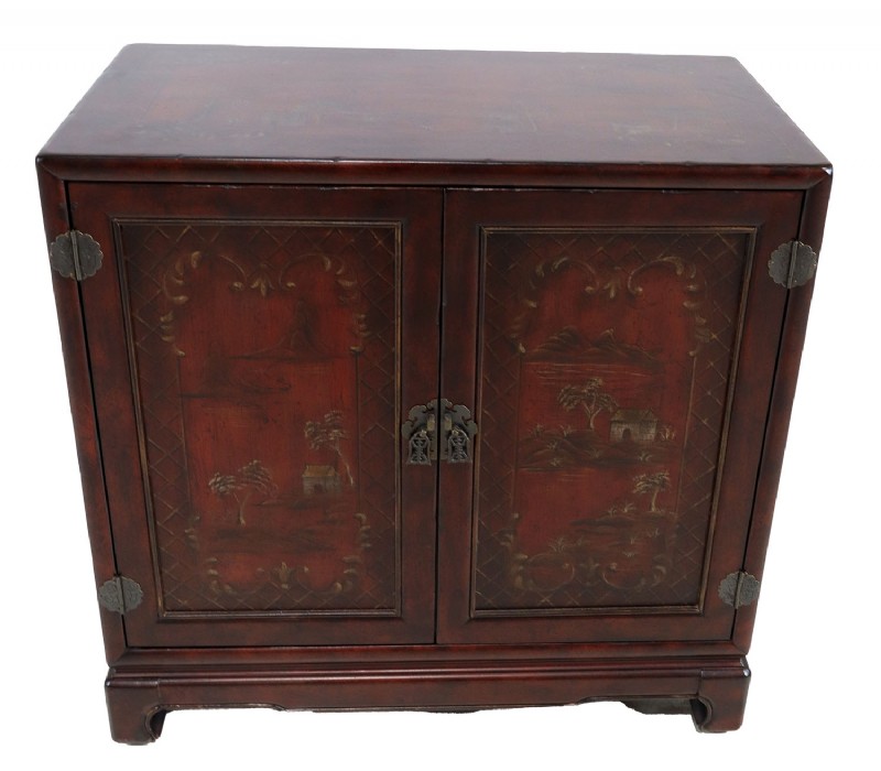 Asian Themed Painted Media Cabinet