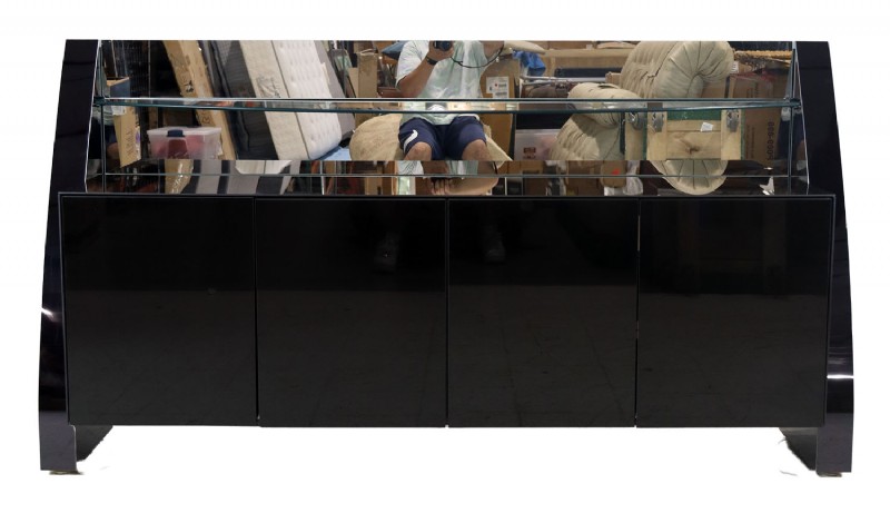 Art Deco Black Glass Credenza