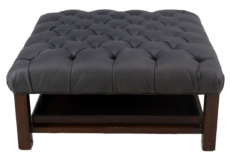 Charcoal Grey Tufted Ottoman For Sale in CT Middlebury Furniture and