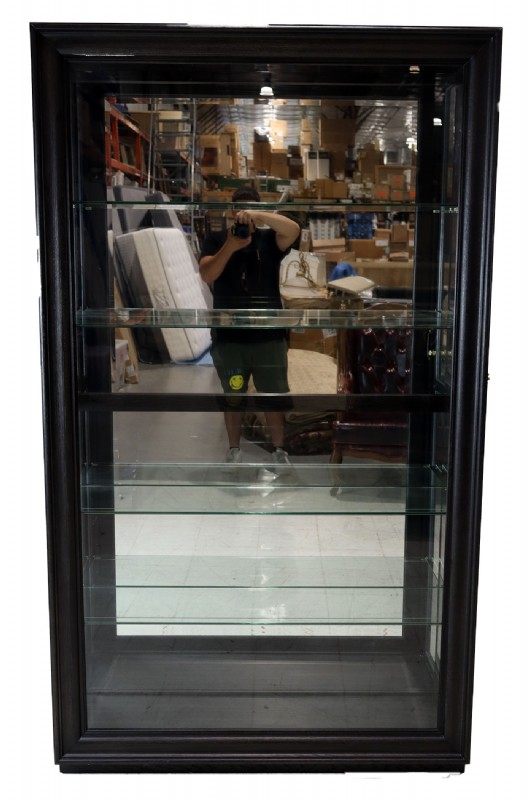 Charcoal Gray Glass Curio Cabinet