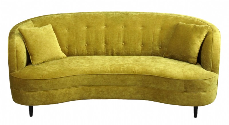 Velvet Upholstered Kidney Sofa
