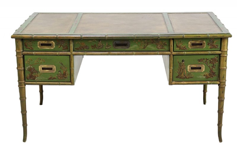 1950s Vintage Drexel Chinoiserie Bamboo Desk
