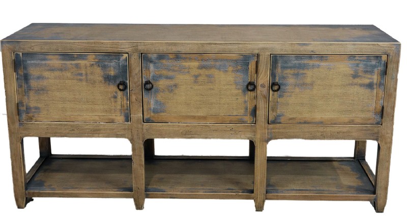 Vintage Open Shelf Rustic Farmhouse Sideboard