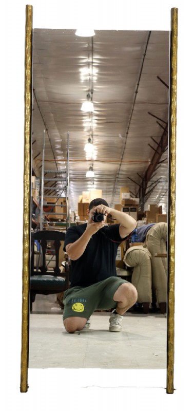 Crate and Barrell Floor Mirror with Gold Border