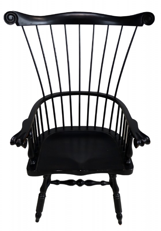 Ethan Allen High Back Black Windsor Chair